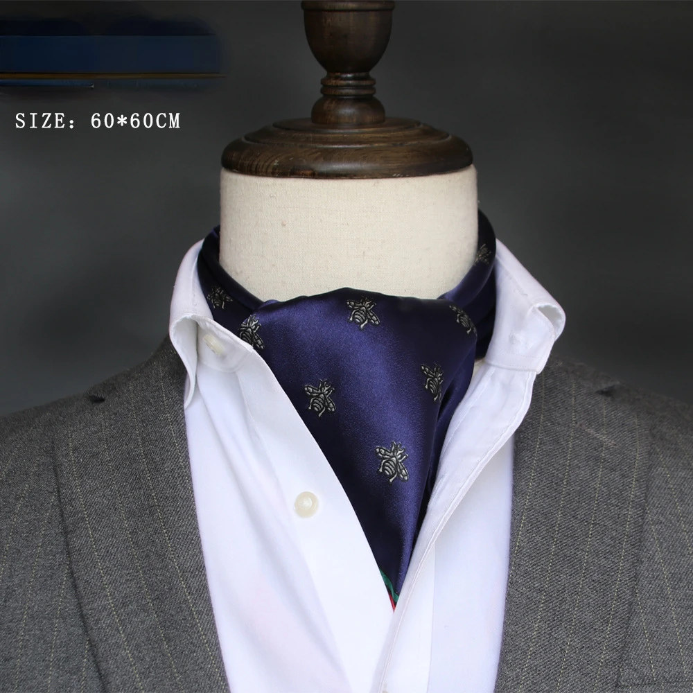 Silk Scarf Square - ผ้าพันคอไหมสำหรับผู้ชายสไตล์อังกฤษ ผ้าขนหนูสี่เหลี่ยมเล็ก ผ้าขนหนูไหมซาติน สไตล์เกาหลี สำหรับฤดูใบไม้ผลิและฤดูใบไม้ร่วง สำหรับผู้ชายในธุรกิจ