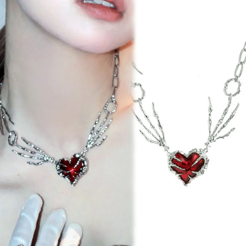 Cross Heartหินสีแดงกระดูกมือจี - Women'S Emo Accessories บทวิจารณ์และราคา