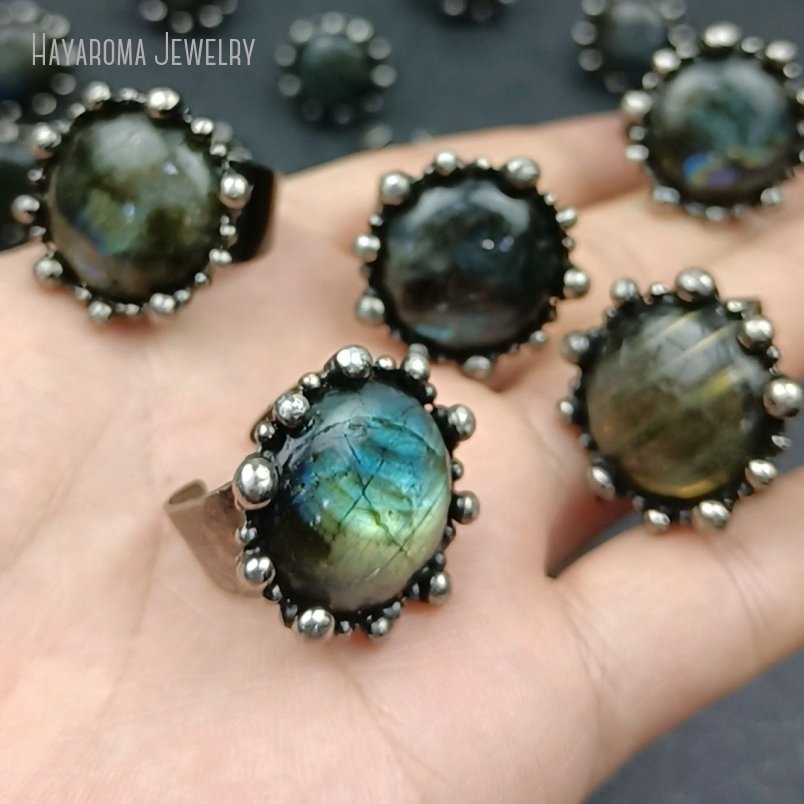 10pcs Aqua Labradorite รอบแหวน - Women'S Emo Accessories บทวิจารณ์และราคา
