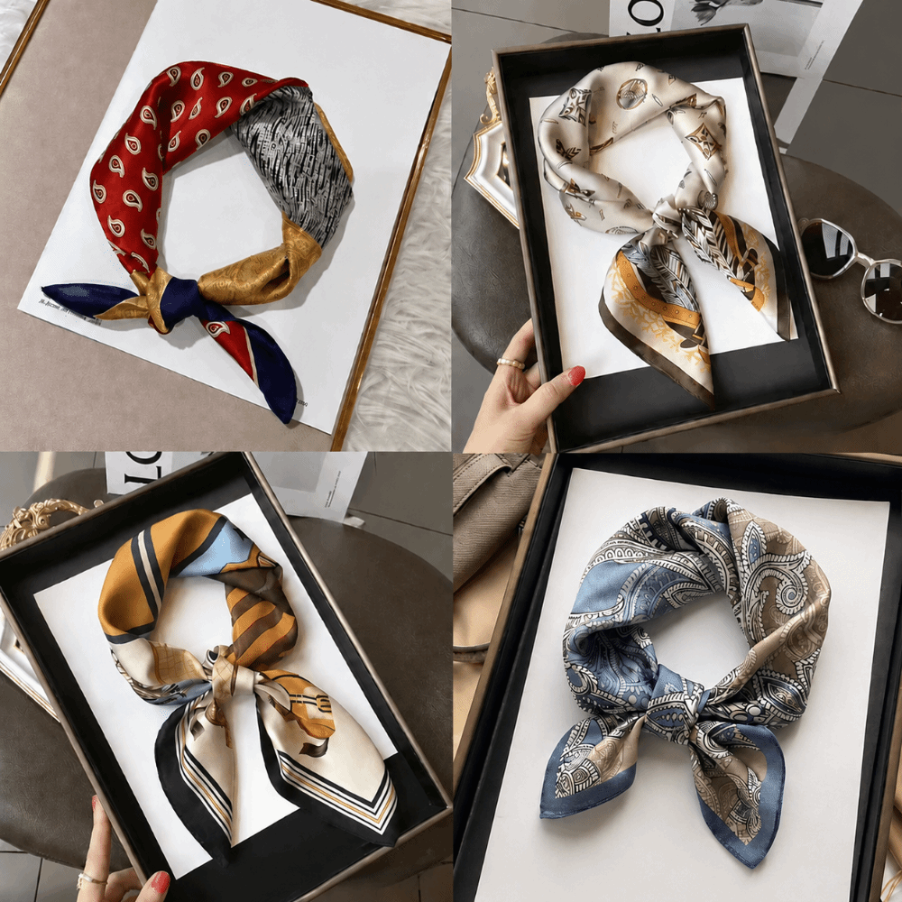 ผ้าไหมพิมพ์ลายดอกไม้ ผ้าพันคอไ - Silk Scarf Square บทวิจารณ์และราคา